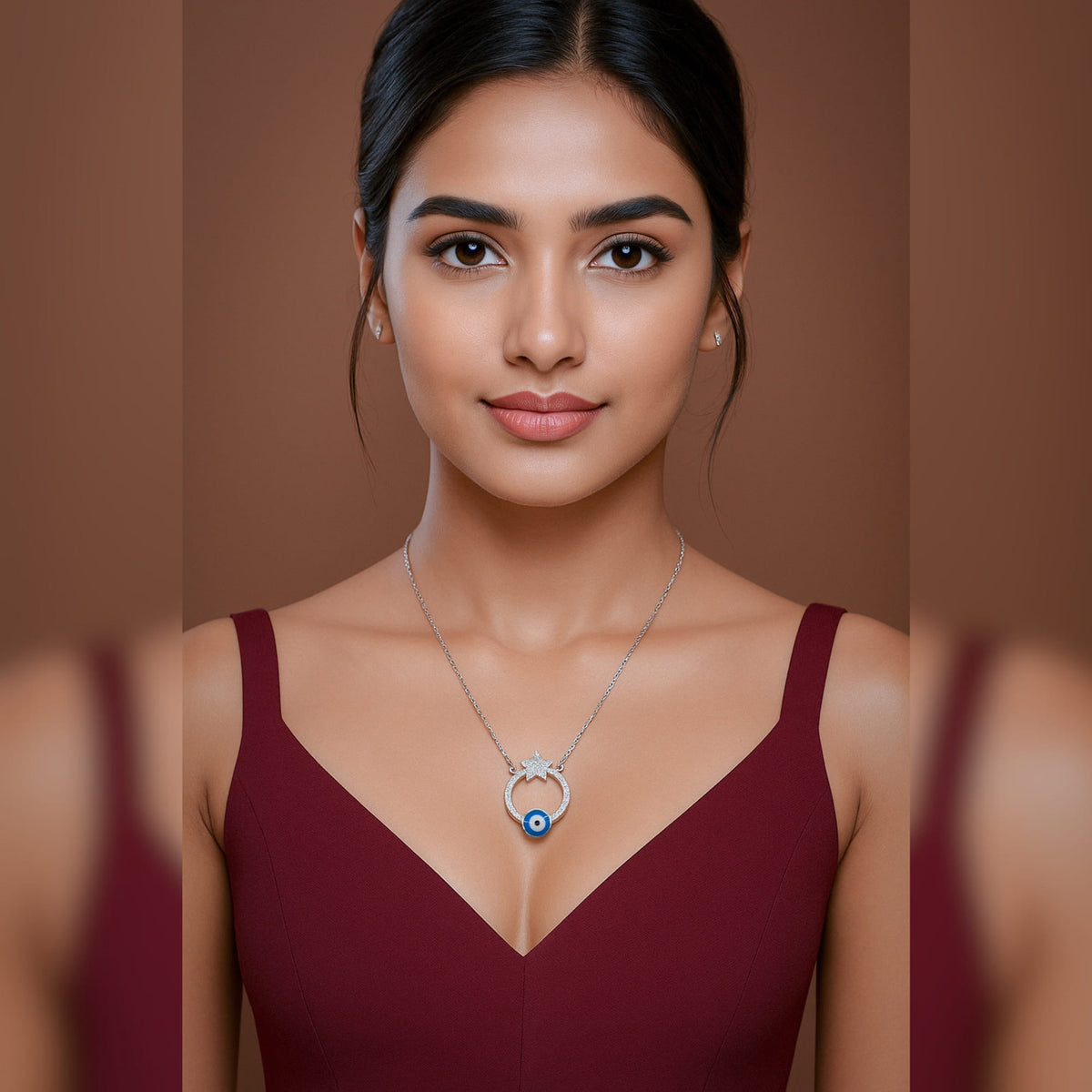 EVIL EYE STAR SILVER PENDENT CHAIN