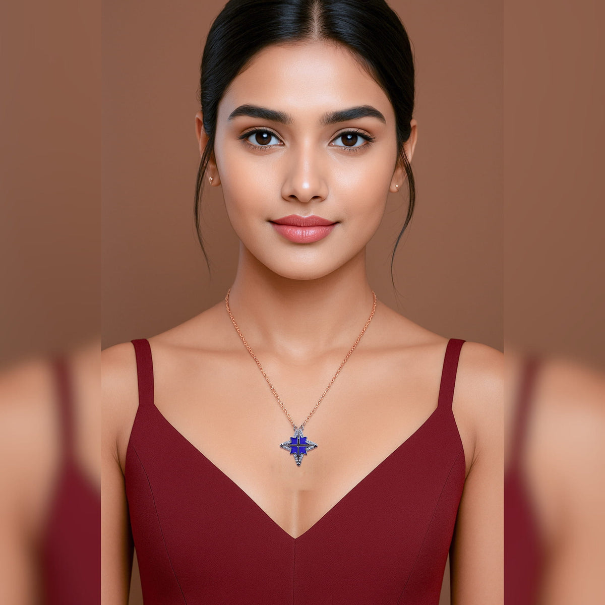 MAGNETIC STAR ROSE GOLD SILVER PENDENT CHAIN