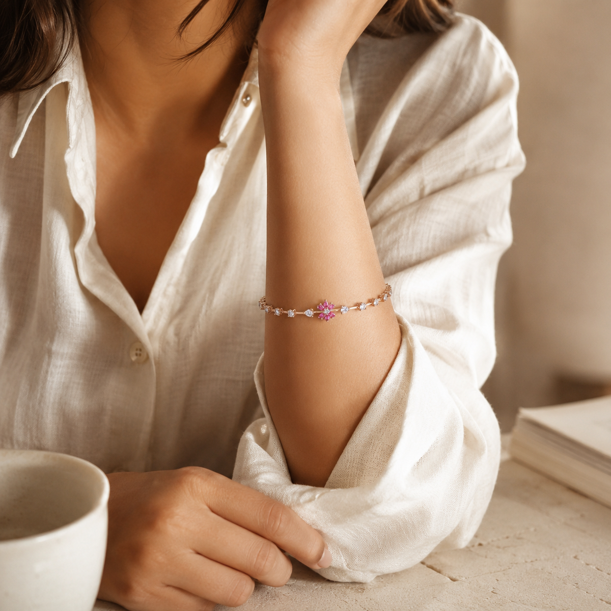 Pink Elegance Sterling silver Bracelet