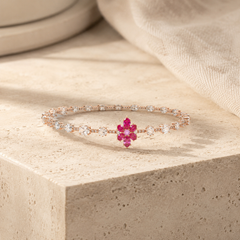 Pink Elegance Sterling silver Bracelet 7 Inch