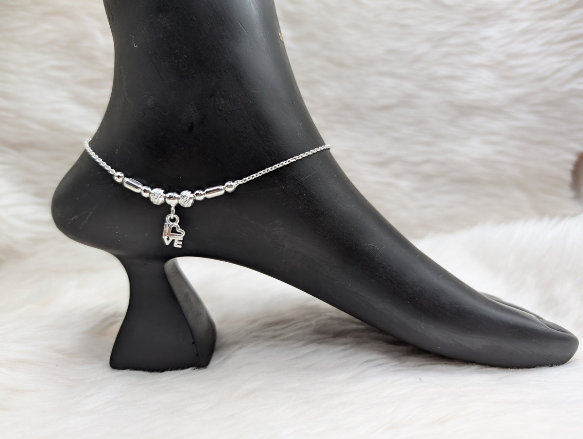 Enchanted Silver Love Anklet