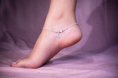 SILVER FLORAL ANKLET