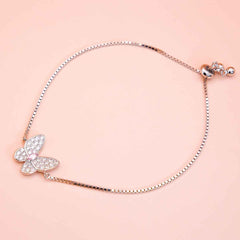 PINK SPAKRLING BUTTERFLY BRACELET (ADJUSTABLE)