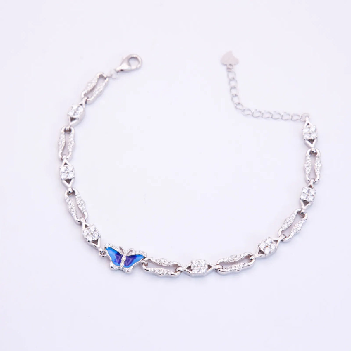 BUTTERFLY BLOSSOM SILVER BRACELET (6.5 + 1 INCH EXTENSION  )