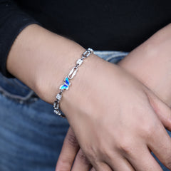 BUTTERFLY BLOSSOM SILVER BRACELET (6.5 + 1 INCH EXTENSION  )
