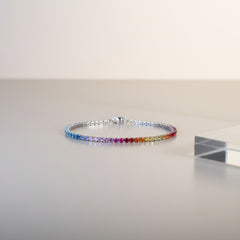 RAINBOW CZ SOLITAIRE BRACELET