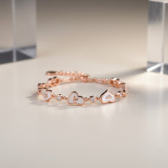 ROSEGOLD MOP WHITE HEART SILVER BRACELET