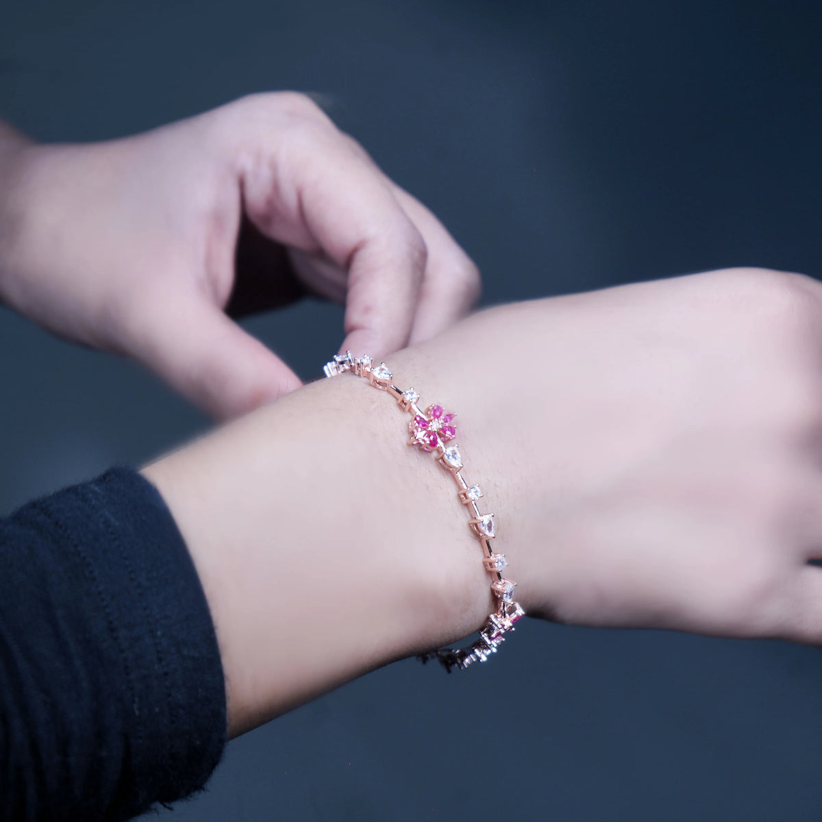 Pink Elegance Sterling silver Bracelet