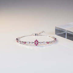 Pink Elegance Sterling silver Bracelet 7 Inch