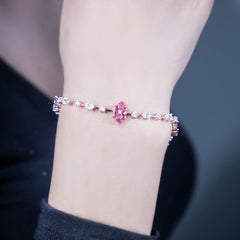 Pink Elegance Sterling silver Bracelet 7 Inch