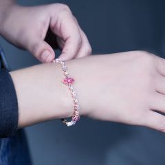 Pink Elegance Sterling silver Bracelet 7 Inch