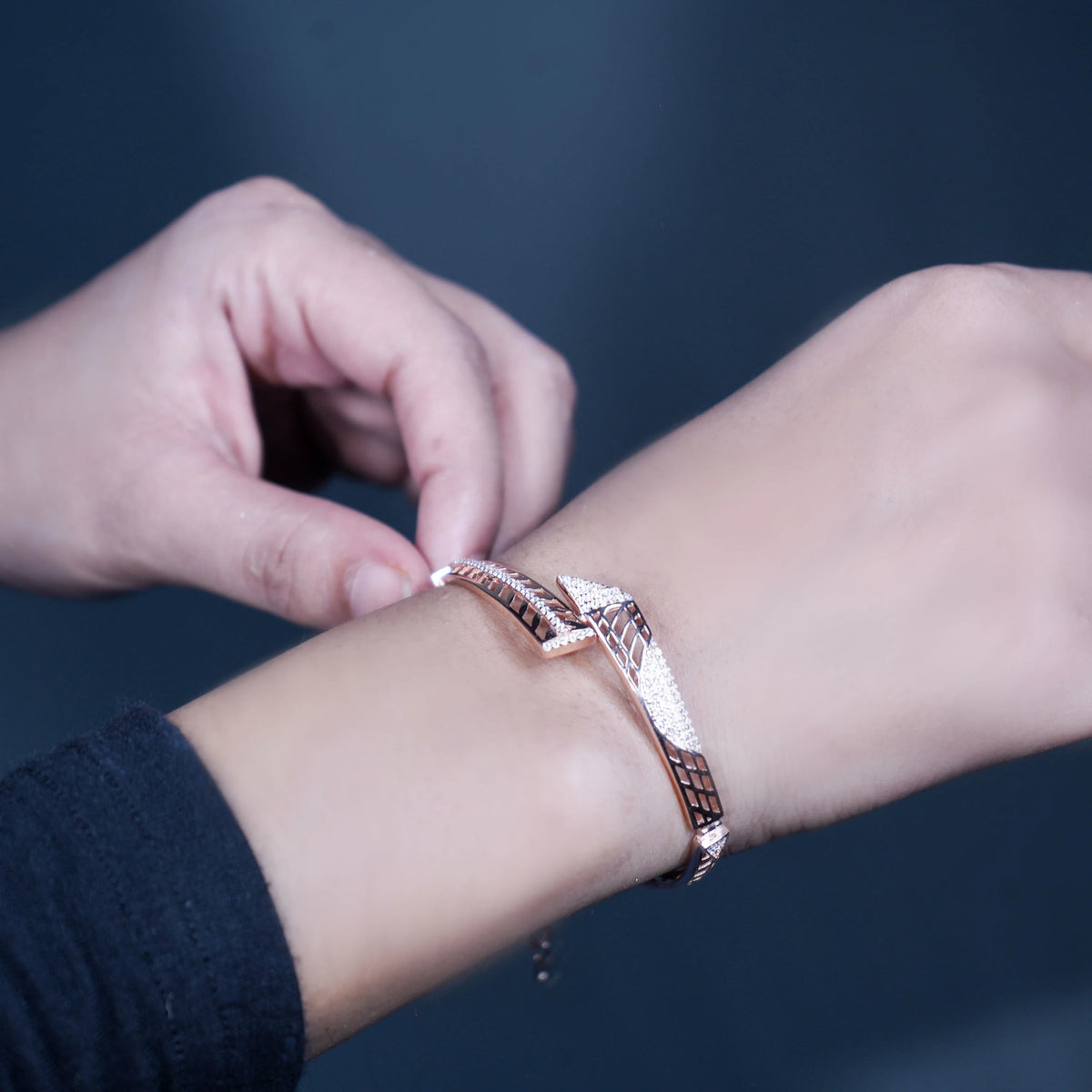 Silver Rose Gold Elegance Cuff Bracelet