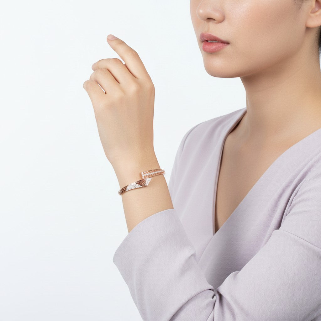 Silver Rose Gold Elegance Cuff Bracelet
