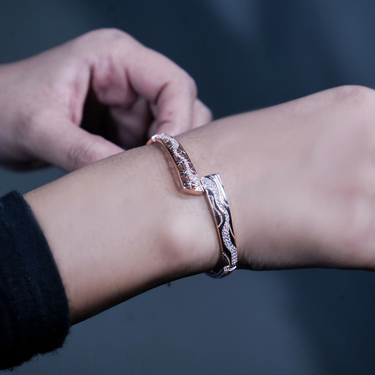 Silver rose gold Elegance Cuff Bracelet