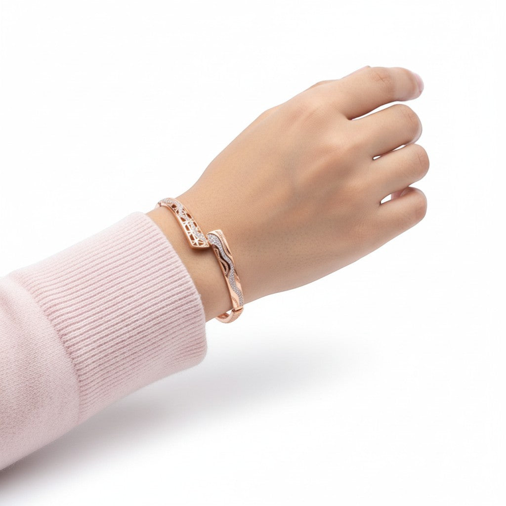Silver rose gold Elegance Cuff Bracelet
