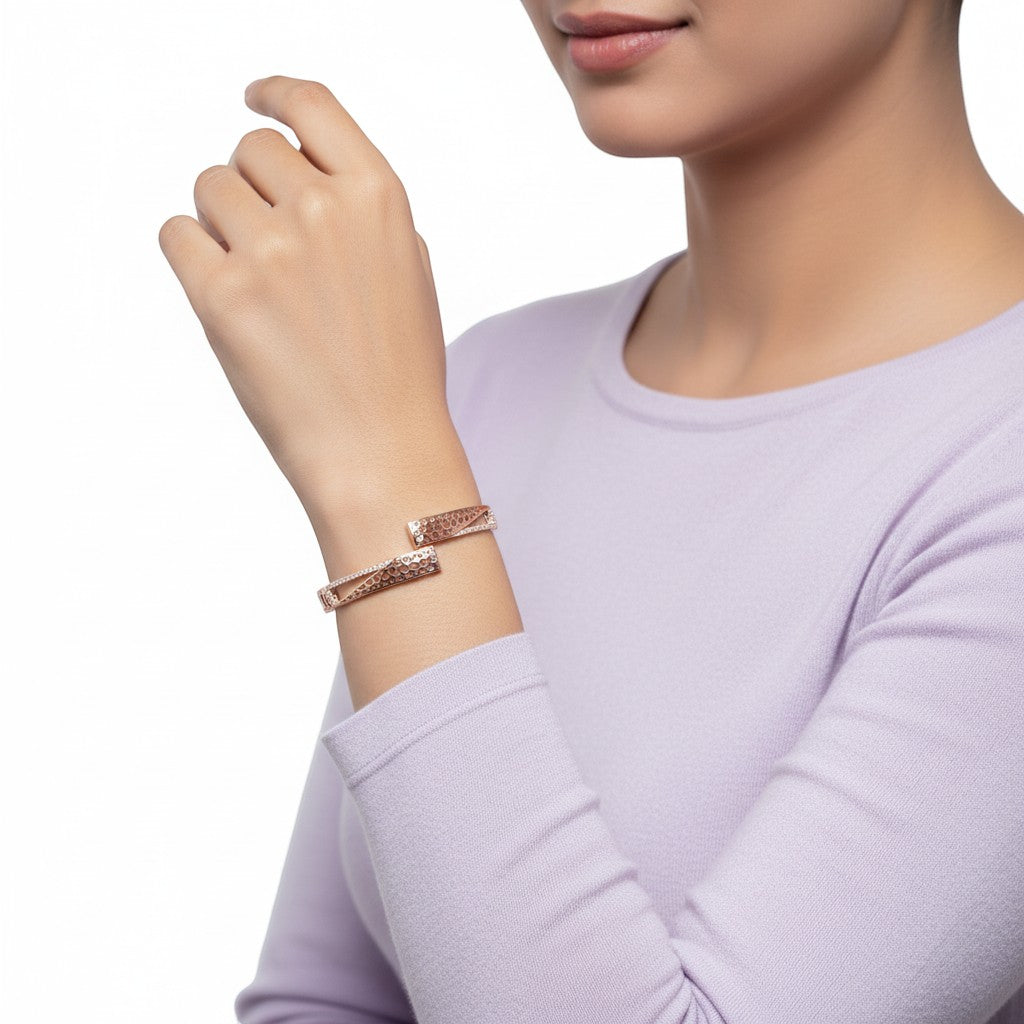 Silver rose gold Elegance Cuff Bracelet