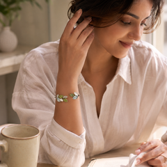 Verdant Grace Silver cuff kada