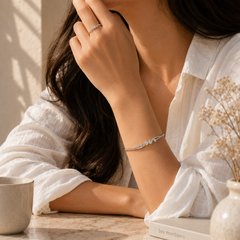 Luxe 925 Silver Handcrafted Kada and Ring Ensemble
