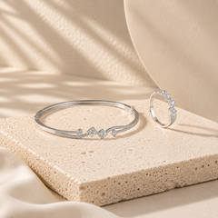 Luxe 925 Silver Handcrafted Kada and Ring Ensemble