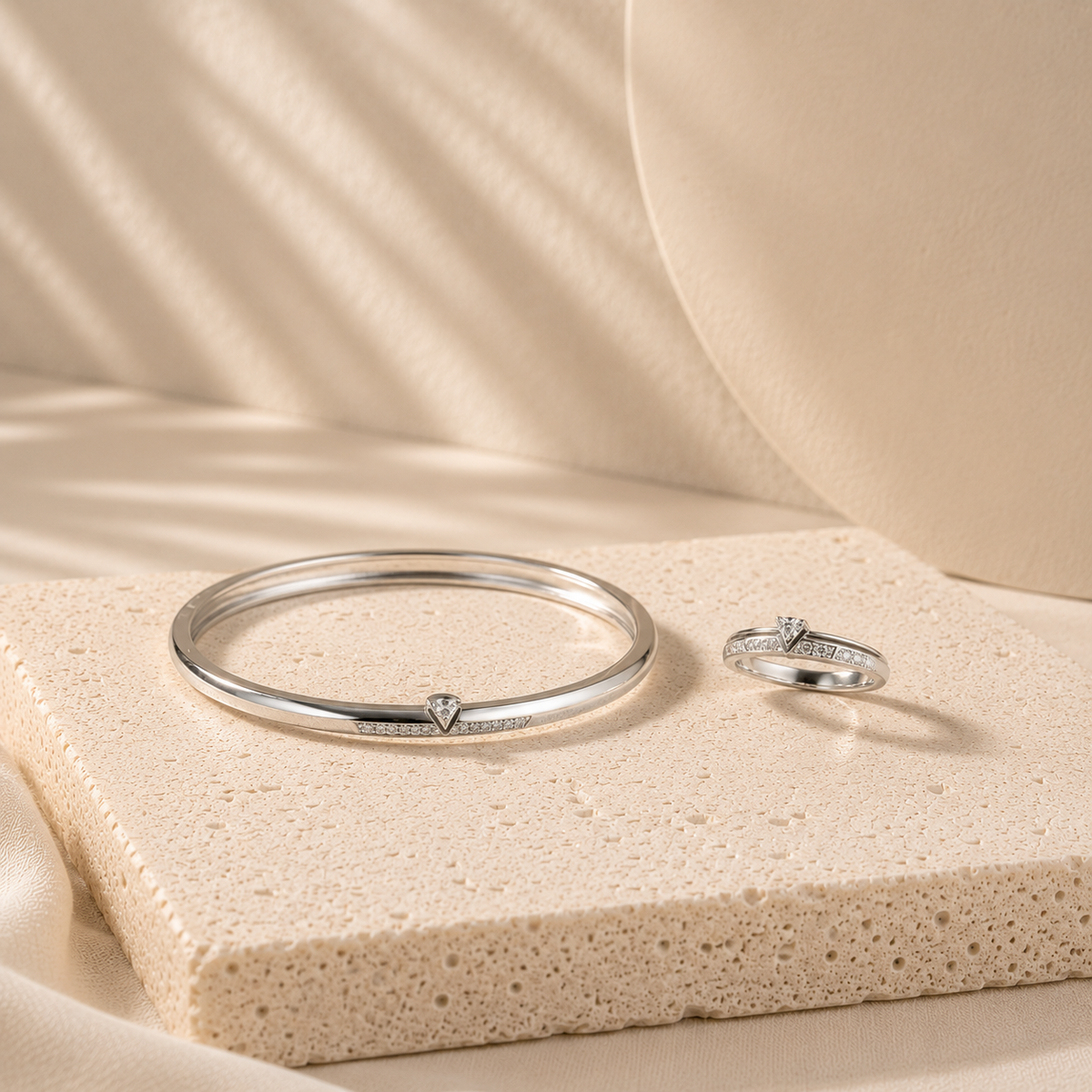 Silver Elegance Kada & Ring Duo