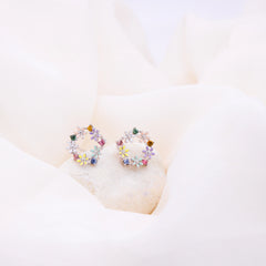 Multi-Gemstone Floral Earrings (MULTI COLOURED)