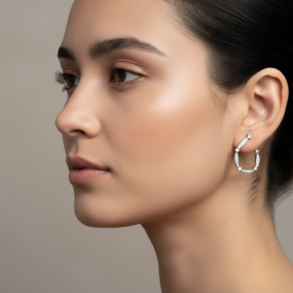 ROSEGOLD ELEGANCE SILVER HOOP EARRINGS