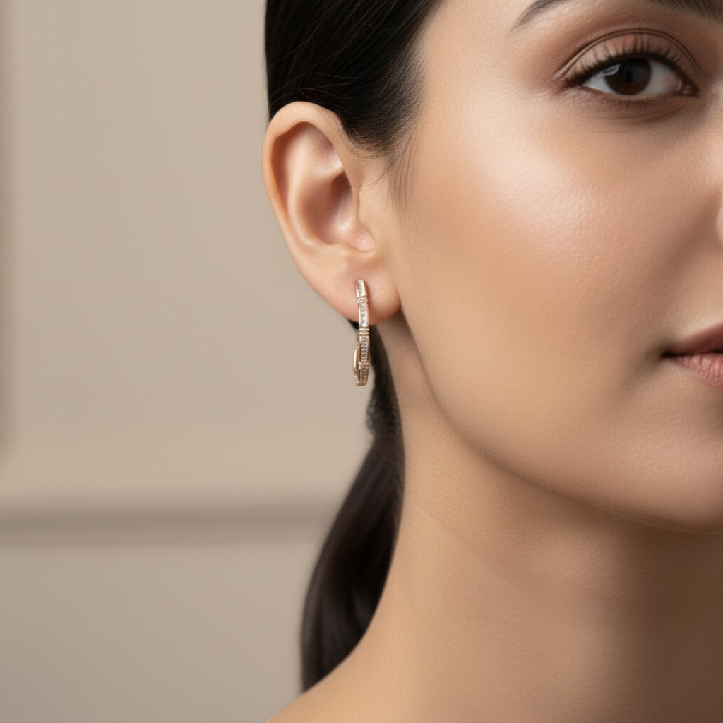 ROSEGOLD ELEGANCE SILVER HOOP EARRINGS