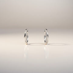 SILVER WHITE HEART EARRING