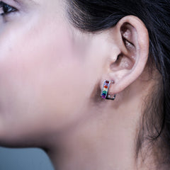 Rainbow Radiance Silver Hoops