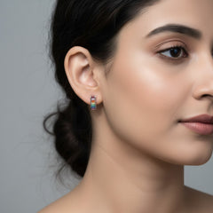 Rainbow Radiance Silver Hoops