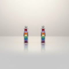 Rainbow Radiance Silver Hoops