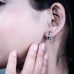Rainbow Radiance Silver Hoops