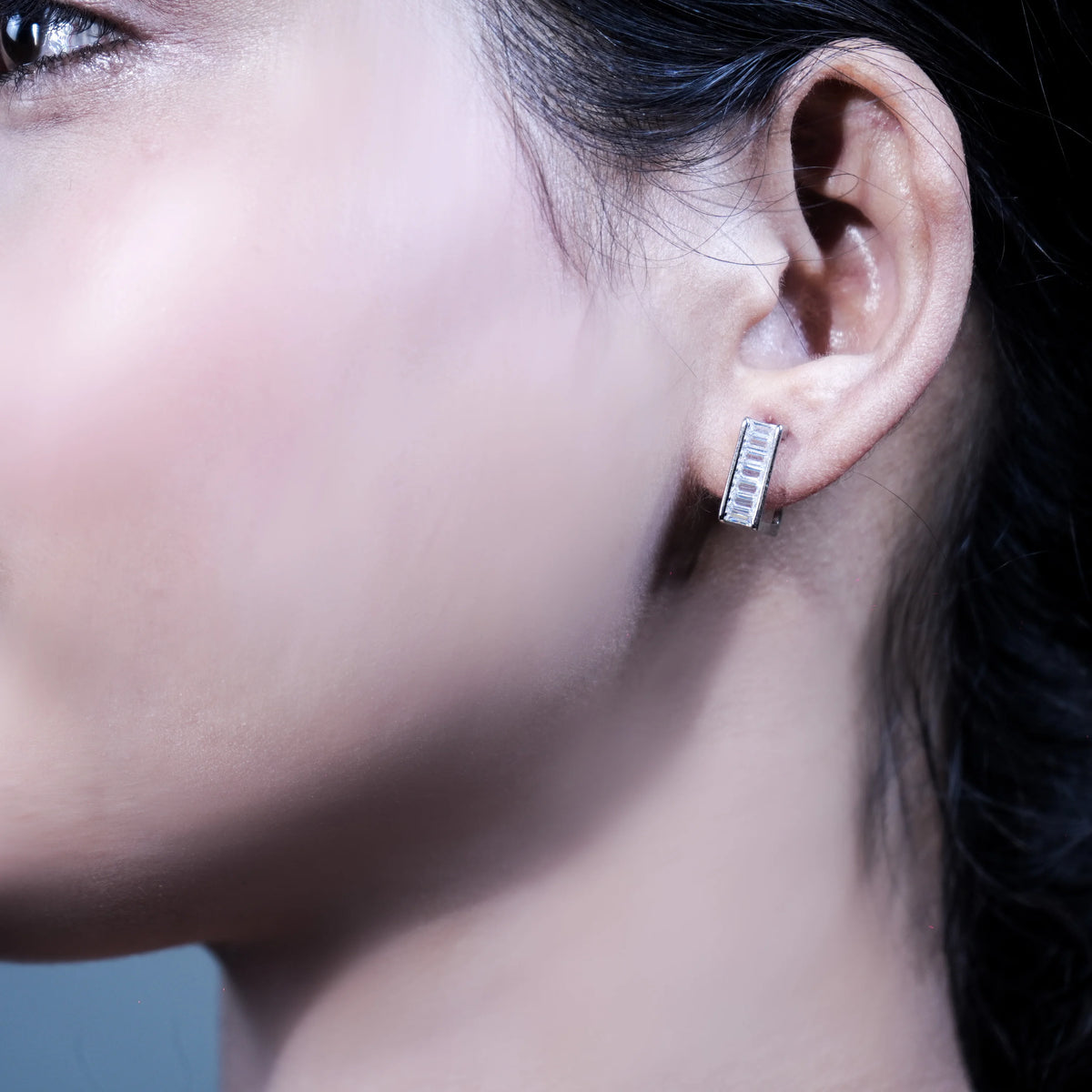 Crystal Cascade Silver Hoops