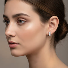 Crystal Cascade Silver Hoops