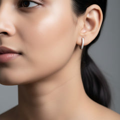 SILVER PINK HEART EARRING