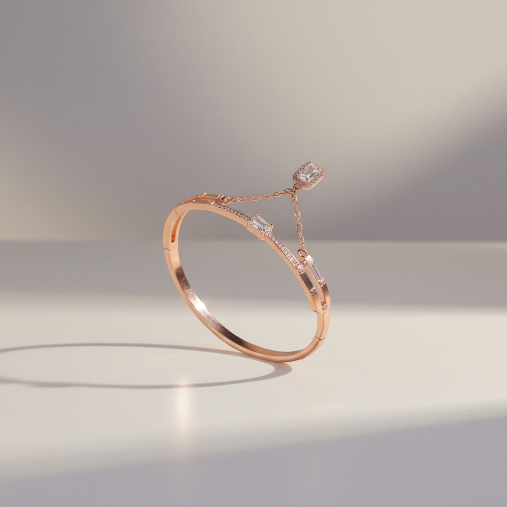 ROSEGOLD LUXE DIAMOND CHARM SILVER CUFF KADA