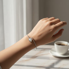Silver Serenity leaf Cuff kada
