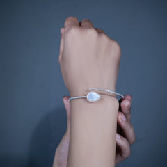 Silver Serenity leaf Cuff kada