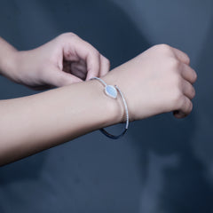 Silver Serenity leaf Cuff kada
