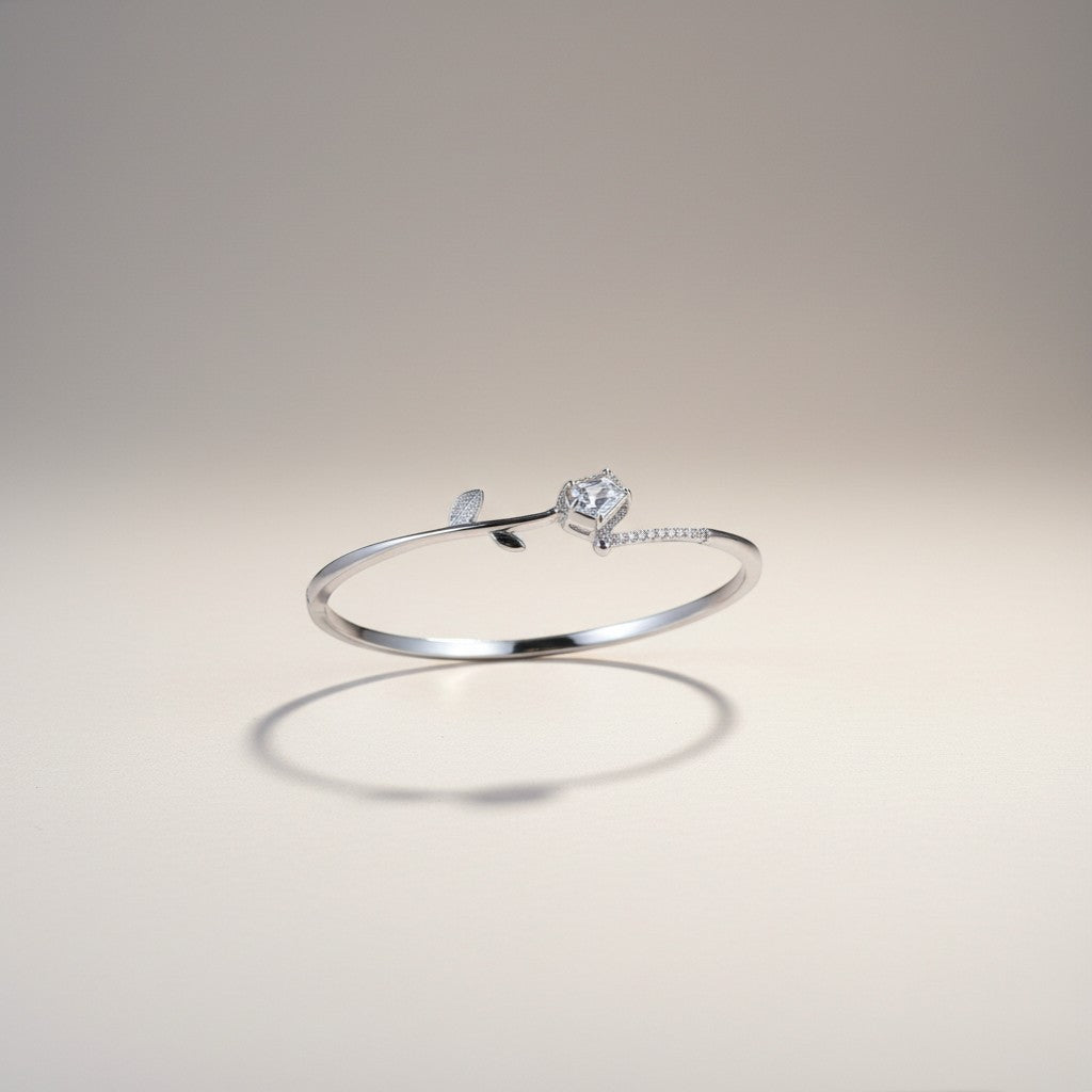 Silver floral cuff Kada