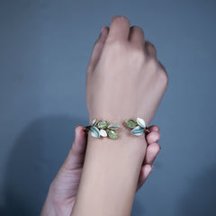 Verdant Grace Silver cuff kada