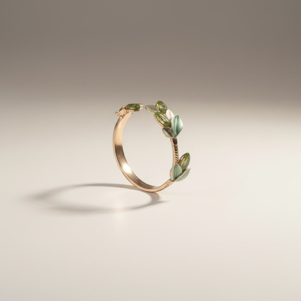Verdant Grace Silver cuff kada