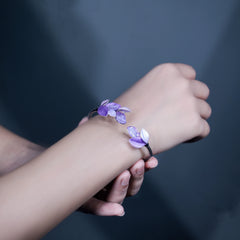 Verdant Grace Silver cuff kada