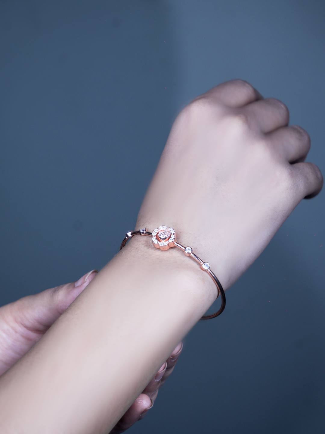 925 Silver Rose Gold Affection Kada(5.5 CM)