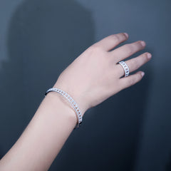 Silver Timeless Sparkle Kada & Ring Duo