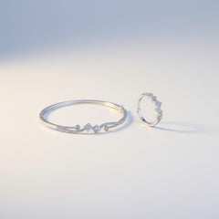 Luxe 925 Silver Handcrafted Kada and Ring Ensemble