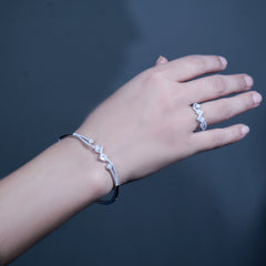 Luxe 925 Silver Handcrafted Kada and Ring Ensemble