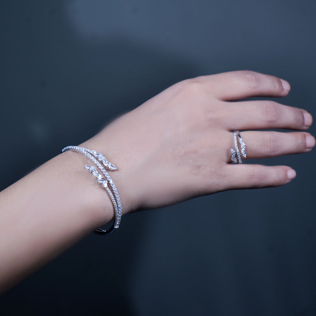 Luxe 925 Silver Handcrafted Kada & Ring Ensemble