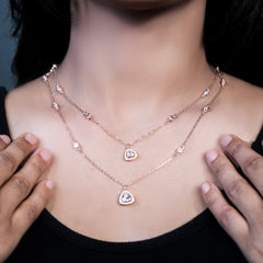 Radiant dual line rose gold silver Necklace