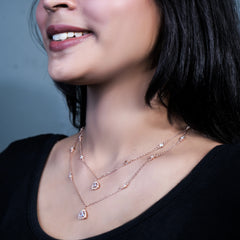 Radiant dual line rose gold silver Necklace